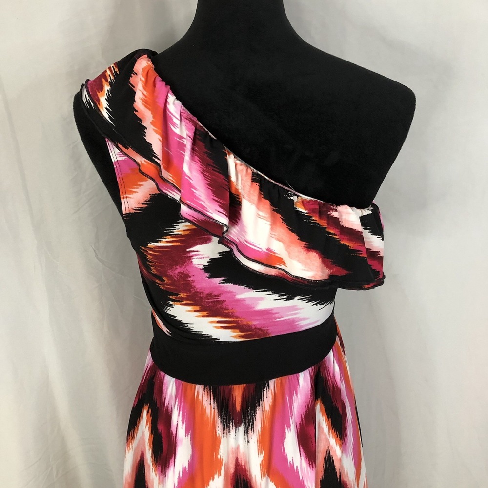 Vintage Y2K! WRAPPER Size Medium Colorful iKat Inspired One Shoulder Mini Dress‎ - Picture 8 of 10